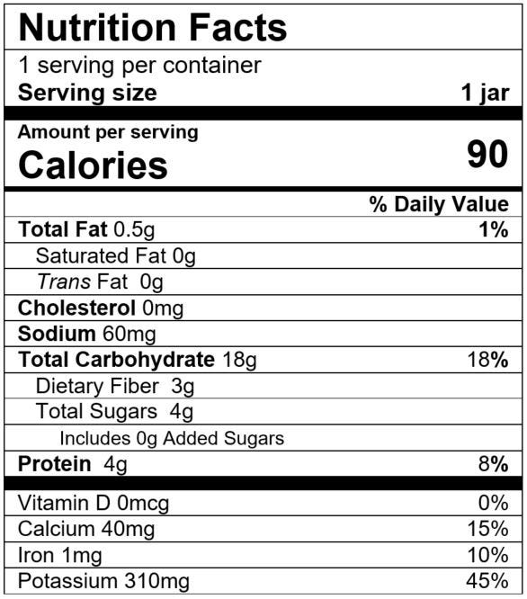 Nutrition Facts Garden Veggies & Rice